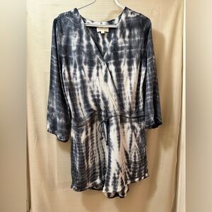 Cloth & Stone Tie Dye Romper Women’s Medium Gray Long Sleeve Anthropologie